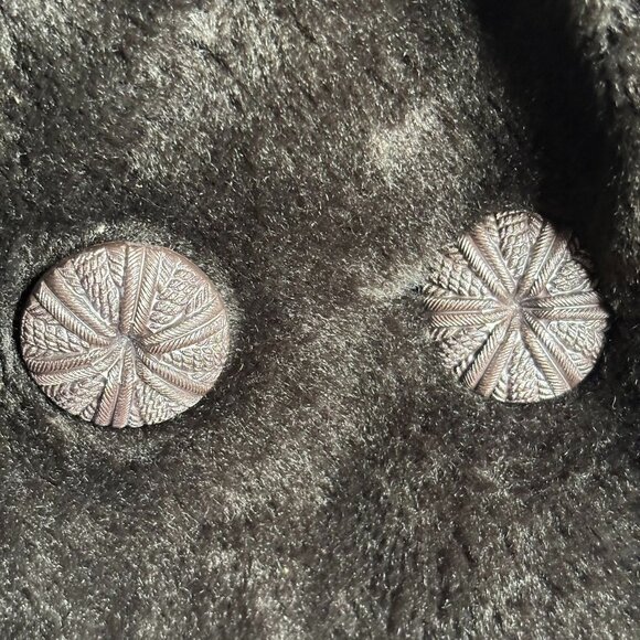 Vintage 70s Double Breasted Faux Fur Coat Large Buttons Pockets Orange Lining - Picture 3 of 10